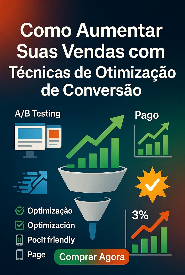 Imagem representando técnicas de otimização de conversão para aumentar vendas, incluindo gráficos e ícones relacionados a A/B testing.