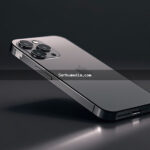 Fotografia em close-up do novo iPhone 18 da Apple com acabamento em titânio e sistema de câmera tripla em destaque