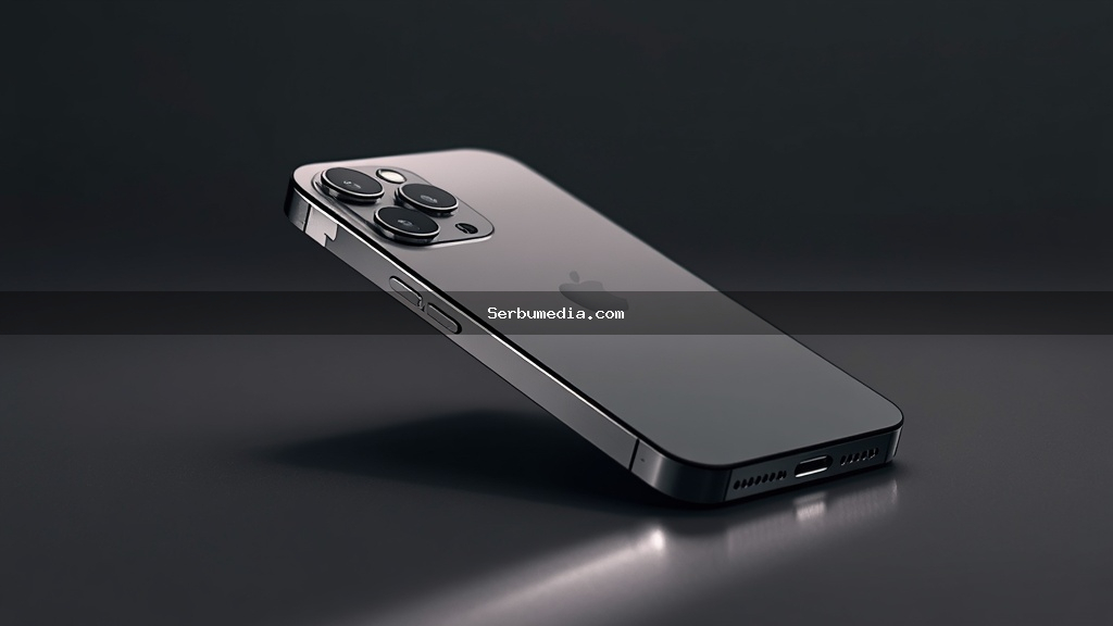Fotografia em close-up do novo iPhone 18 da Apple com acabamento em titânio e sistema de câmera tripla em destaque